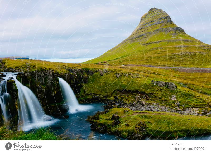 Nature Unplugged mountain Waterfall Kirkjufell rich green Green Mountain Iceland Landscape Long exposure River Flow Stream kirchberg naturally pretty Wild