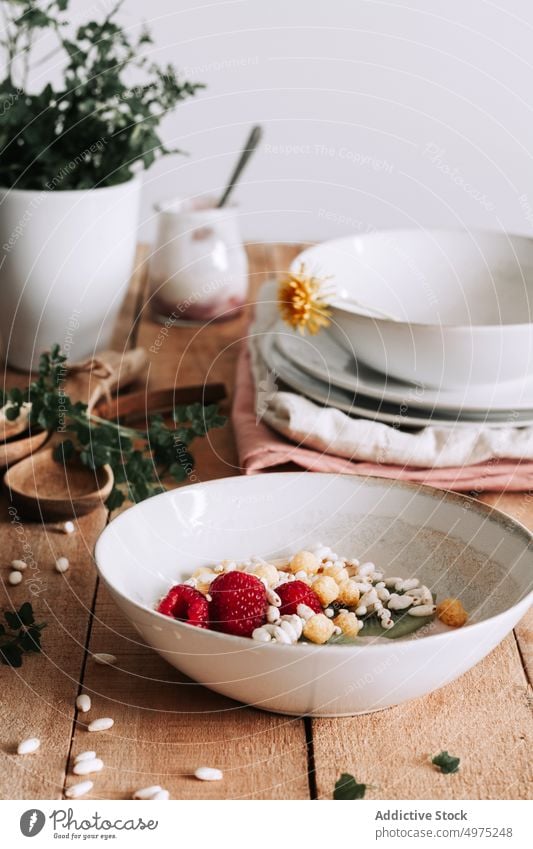 Bowl With Fresh Fruits wood wooden rustic food table health healthy above background banana berry blueberry bowl breakfast delicious dessert detox diet eating