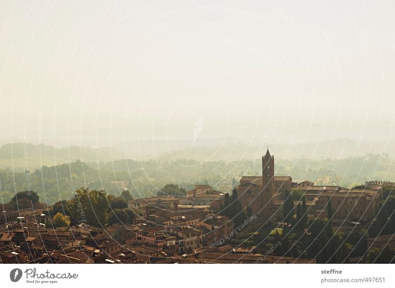 La bellezza del momento Landscape Cloudless sky Sunlight Beautiful weather Siena Italy Tuscany Small Town Old town Skyline House (Residential Structure) Church