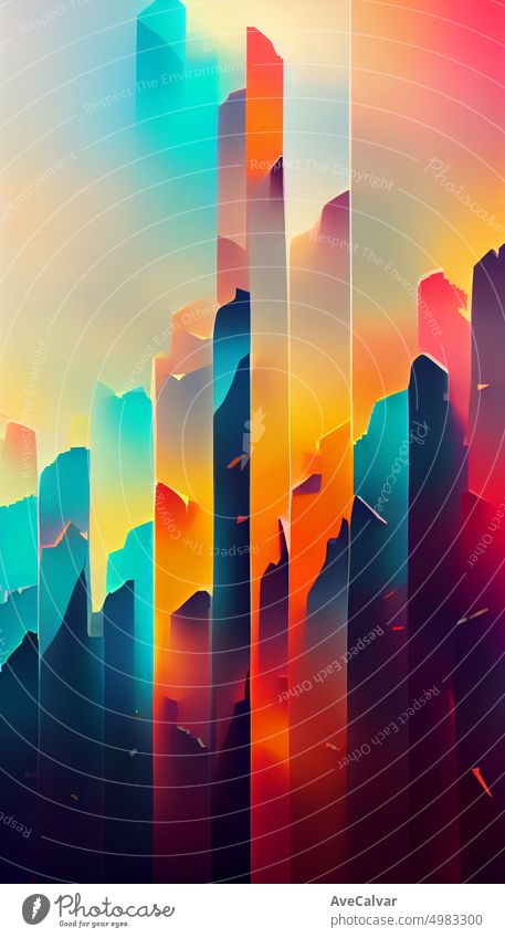 Abstract rainbow color background with straight lines in colorful gradient. Pixel sorting concept, . Digital art 3D illustration. Copy space,design, wallpaper, packaging