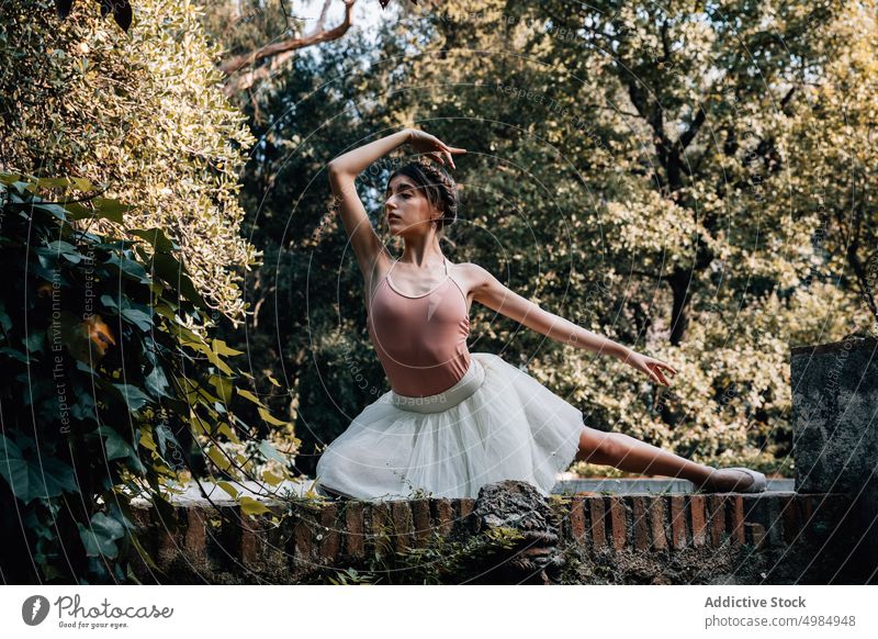 Young ballerina posing outdoors ballet street dance dress woman teenager dancer artist young girl beauty people female person body caucasian concept