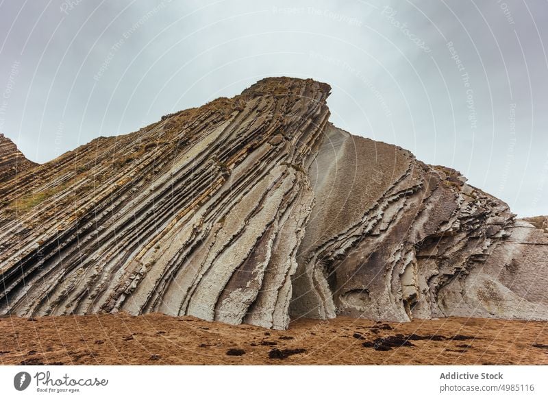 Coastal landscape of Zumaya beach basque country spain zumaia geology travel flysch sea coast nature unesco zumaya ocean rock shore coastline cliff rocky