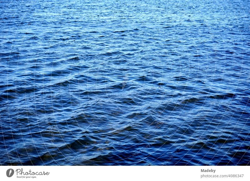 Blue shimmering water surface with light waves of the Poyrazlar Gölü near Adapazari in summer sunshine in the province of Sakarya in Turkey Country life Wetland