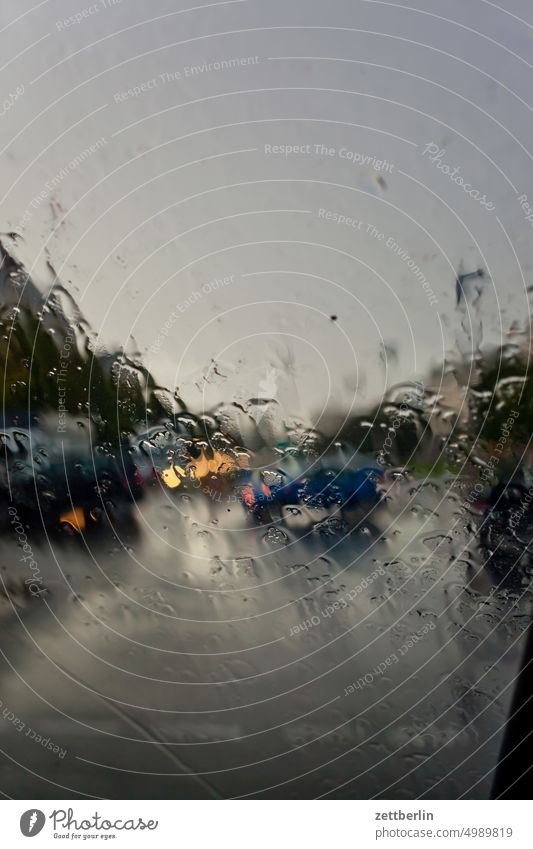 Karl Marx Avenue in the rain Evening altocumulus Menacing Dark Twilight somber colour spectrum Closing time Television tower Worm's-eye view