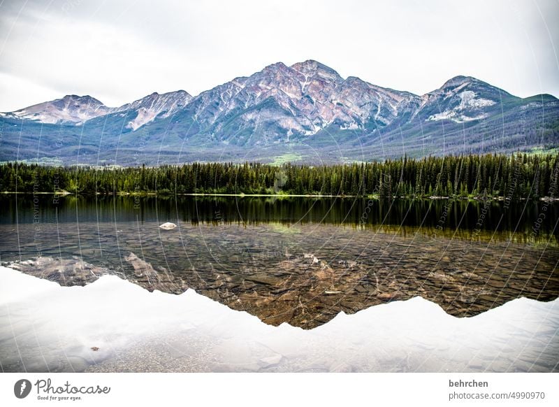 fried egg wide mountain lake Reflection Far-off places Wanderlust especially Fantastic Vacation & Travel Colour photo North America Rocky Mountains Nature