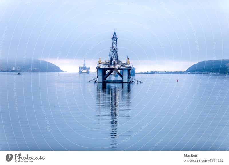 Oil rig in the harbor area of Invergordon, Great Britain, Europe Mooring place Jetty Drilling rig Drill platform Boat landing jetty British BritishElectrics