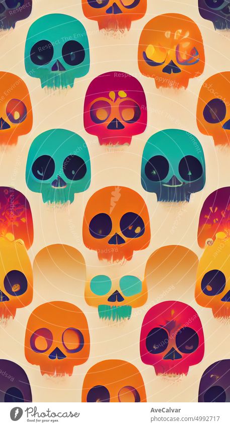 Day of the Dead skulls pattern. Dia de los muertos print. Day of the dead and mexican Halloween texture. Mexican tradition festival. mexico death halloween