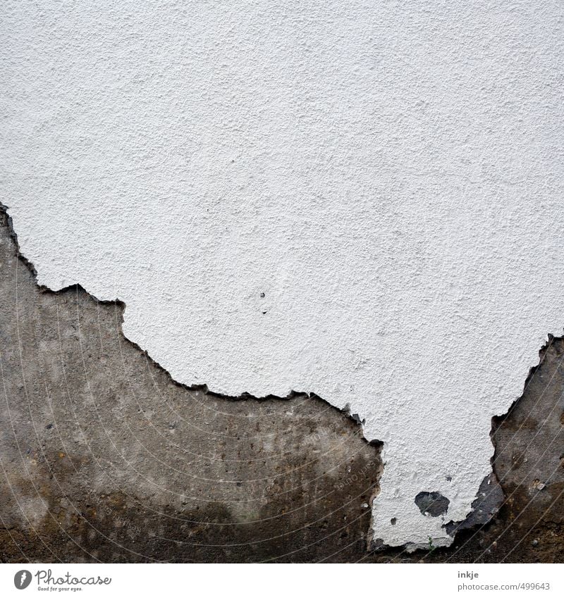 detail 5 Deserted Wall (barrier) Wall (building) Facade Rendered facade Plaster Old Broken Gray White Decline Transience Change Derelict Flaked off Colour photo