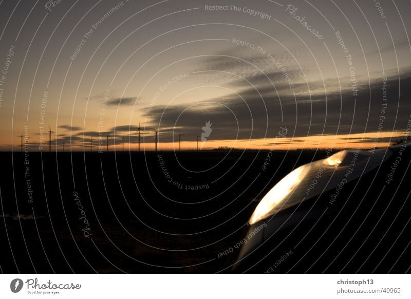 Micra Dawn Sunset Twilight Horizon Dark Wind energy plant dawn Sky Colour nissan micra Car car light Floodlight Renewable energy Energy industry