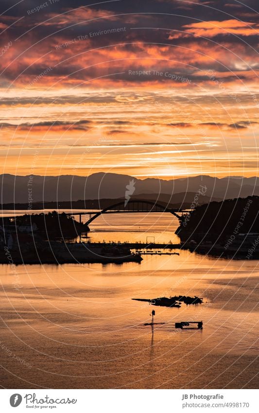 Sunrise in Stavanger IV Norway North Sea Baltic Sea Sunlight Sunrise - Dawn Shadow Reflection reflection Exterior shot Colour photo Sky Ocean Nature Water Light