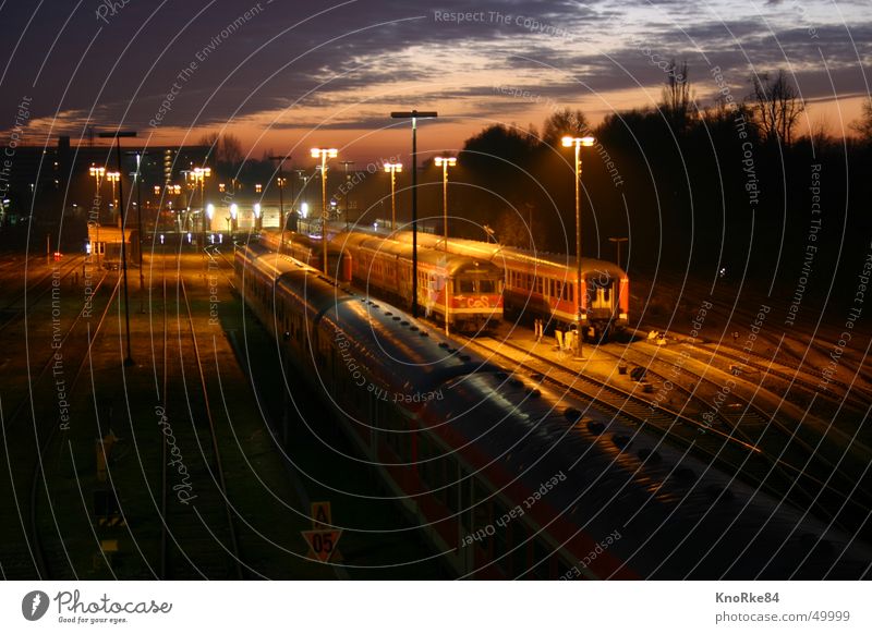 Railway tracks at night Sunset Railroad tracks Night railway tracks Evening