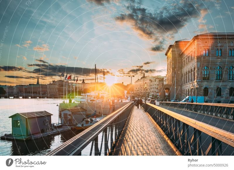 Stockholm, Sweden. Skeppsholmsbron - Skeppsholm Bridge. Famous Popular Place Landmark Destination. Scandinavia Travel architecture beautiful bridge capital city