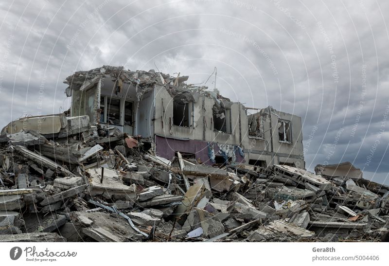 destroyed and burned houses in the city during the war in Ukraine Donetsk Kherson Lugansk Mariupol Russia abandon abandoned attack blown up bombardment broken