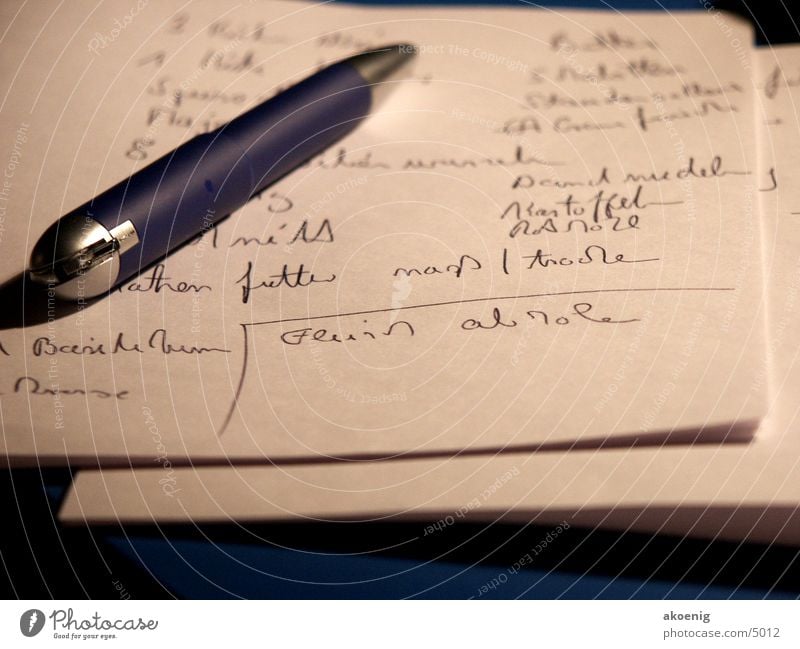 shopping list Feed Writer Ballpoint pen Photographic technology Life