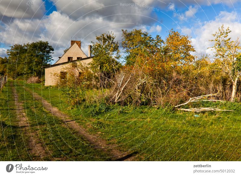 Farmhouse in Brandenburg outskirts of Berlin Building hausm Autumn Storage country Agriculture löhme surrounding area House (Residential Structure) pediment