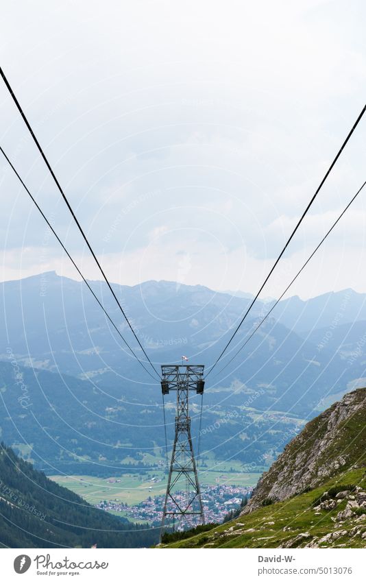 with the cable car through the mountains Cable car hiking holiday elevator vacation Bavaria Vacation & Travel Landscape Tourism Trip Adventure