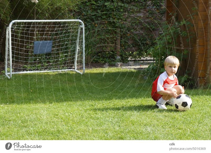 Childhood | the round should go into the square - dreaming of the big football. Human being Boy (child) Nursery school child Foot ball Soccer Goal Soccer player