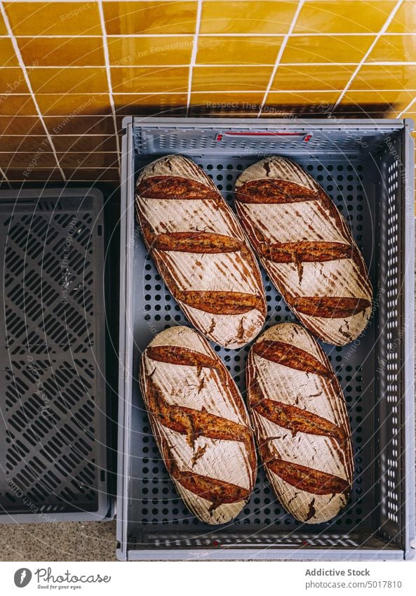 Fresh bread in plastic container loaf fresh bakery delicious food tasty bakehouse baked organic nutrition meal pastry natural product gourmet yummy crust