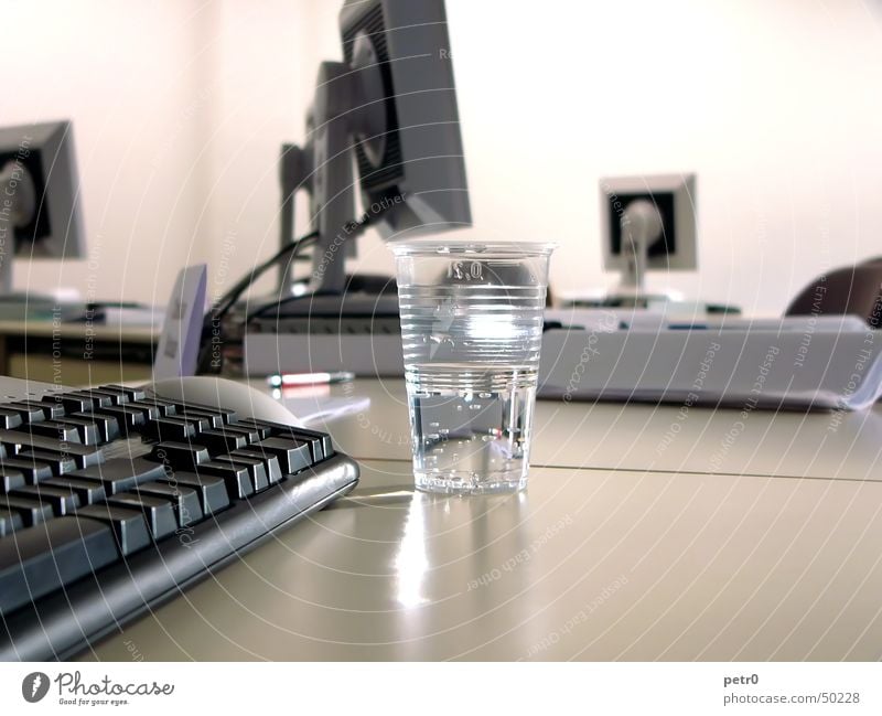 Seminar 01 Table Screen Thin film transistor Mug Plastic cup Light Bright Paper Water flatscreen Room depth blur Keyboard