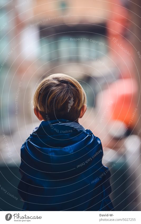 little boy in mind Child Observe observantly thoughts Cute inquisitorial Construction site Excavator Boy (child) inquisitive Think Meditative Anonymous