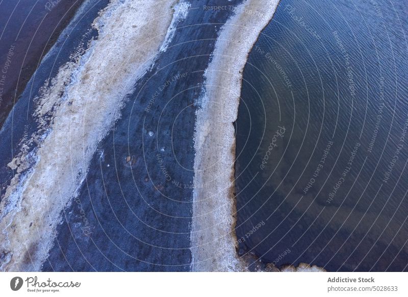 Aerial breathtaking view if river estuary in nature valley wetland countryside landscape water scenic terrain iceland season surface stream flow picturesque