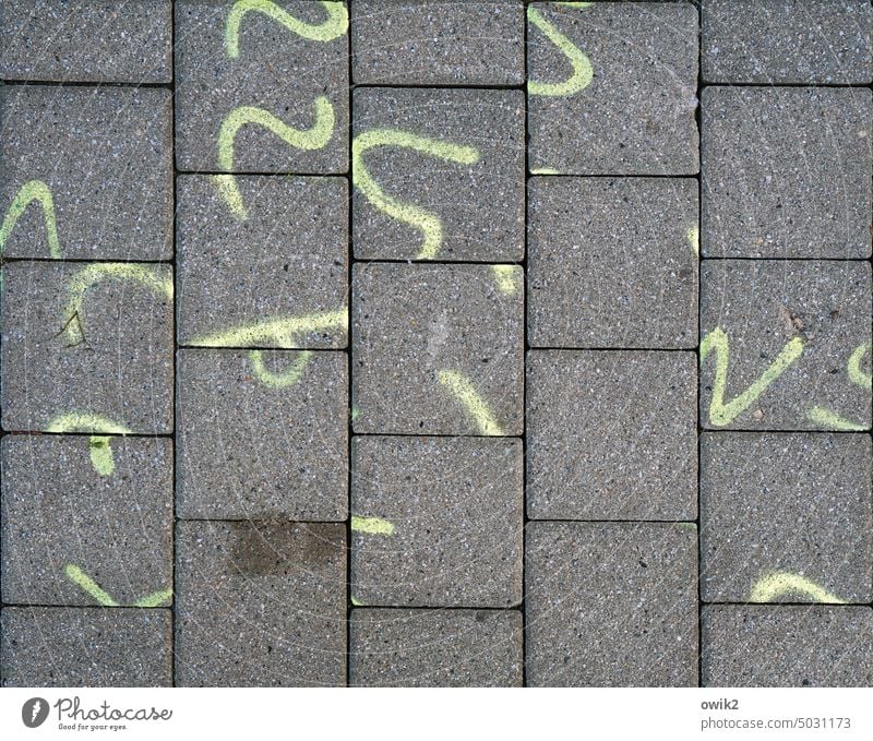 sign language Sidewalk Paving stone Modern Concrete Gray Sign Lettering cryptically puzzling riddle picture Colour photo Exterior shot Characters Detail