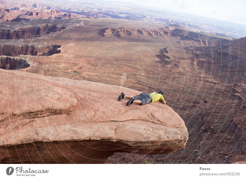 At the End of the World Nature Landscape Horizon Canyon Canyonlands National Park Lie Exceptional Threat Bravery Fear of heights Dangerous Adventure