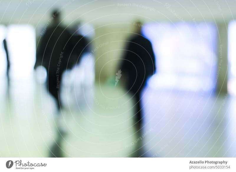 Blurry image of subway platform with moving people. abstract art backdrop background blur blurred blurry bokeh bright carriage color colorful concept defocused