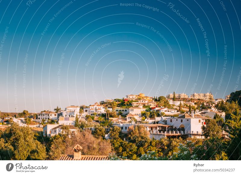 Spain. Residential Houses In Summer Sunny Day view sky mediterranean house europe building tourism blue spain sunny Malaga nobody spanish copy space cityscape