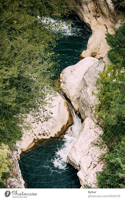 Zeda-gordi, Georgia. View Of Gorge Of River Okatse In Okatse Canyon stone mountain country gorge europe nature landmark eurasia stream nobody beautiful danger