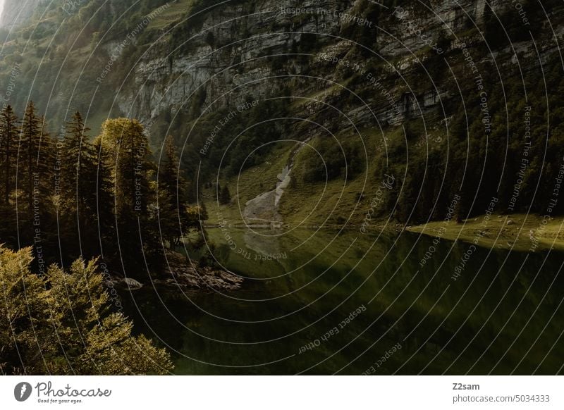 Alpstein Lake | Appenzellerland hüttntour Switzerland Hiking Mountain Vacation & Travel Deserted Landscape Environment reflection Nature Water mountain lake