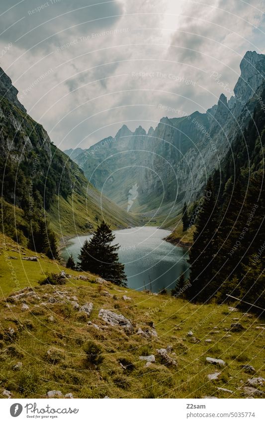 Fälensee | Alpstein hüttntour Switzerland Hiking appenzellerland Lake Mountain lake mountains Colour photo Deserted Exterior shot Environment Vacation & Travel