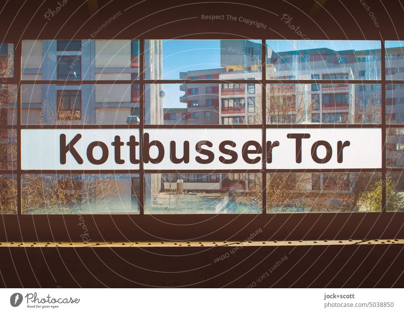 View from Kottbusser Tor subway station Subway station Berlin Kreuzberg Word Window view Sunlight Facade House (Residential Structure) German Capital city