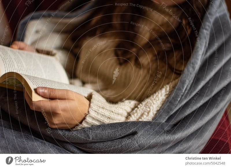 Sitting in an armchair snuggled up in a blanket and reading or reading aloud a book Reading Read out loud Book Armchair Living or residing Literature