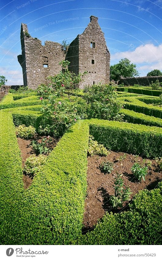 Tully Castle on Lough Erne 1 Northern Ireland Manmade structures Ruin Wall (barrier) Clouds Summer Green Construction site Medieval times Upper Lough Erne