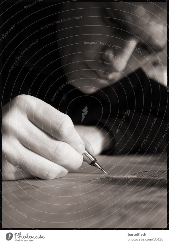 handwritten Portrait photograph Hand Ink Fountain pen Nostalgia Thought Depth of field Craft (trade) Handwriting Feather Characters Macro (Extreme close-up)