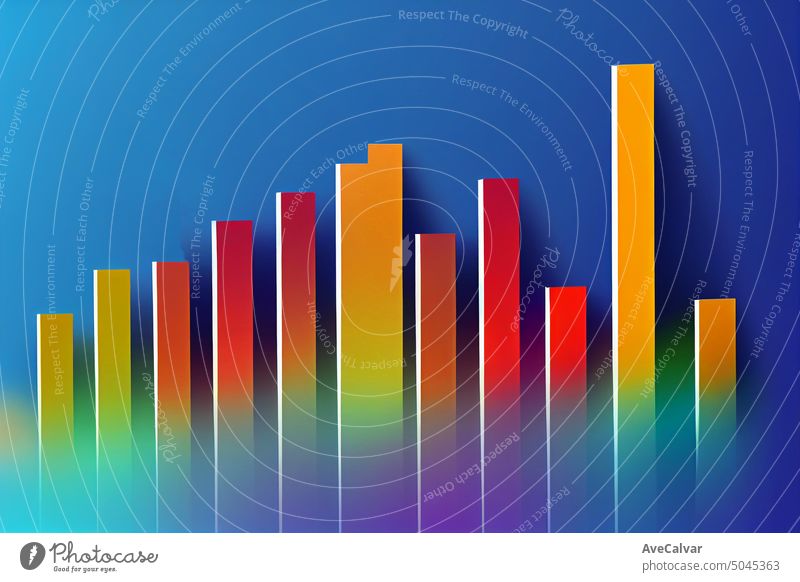 Business chart 3d arrow on growth finance background with successful financial. Data money trading cocept. graph business data diagram marketing illustration