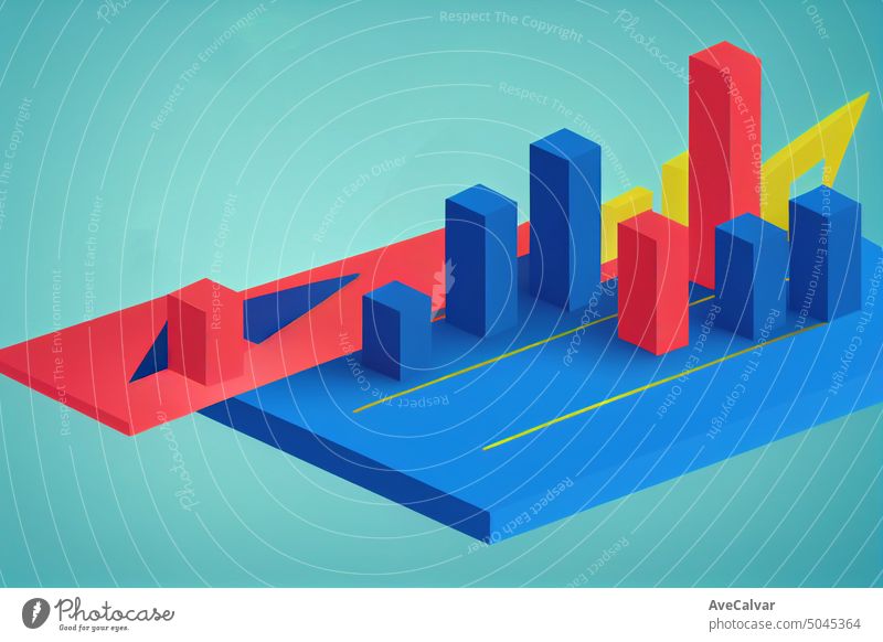 Business chart 3d arrow on growth finance background with successful financial. Data money trading cocept. graph business data diagram marketing illustration