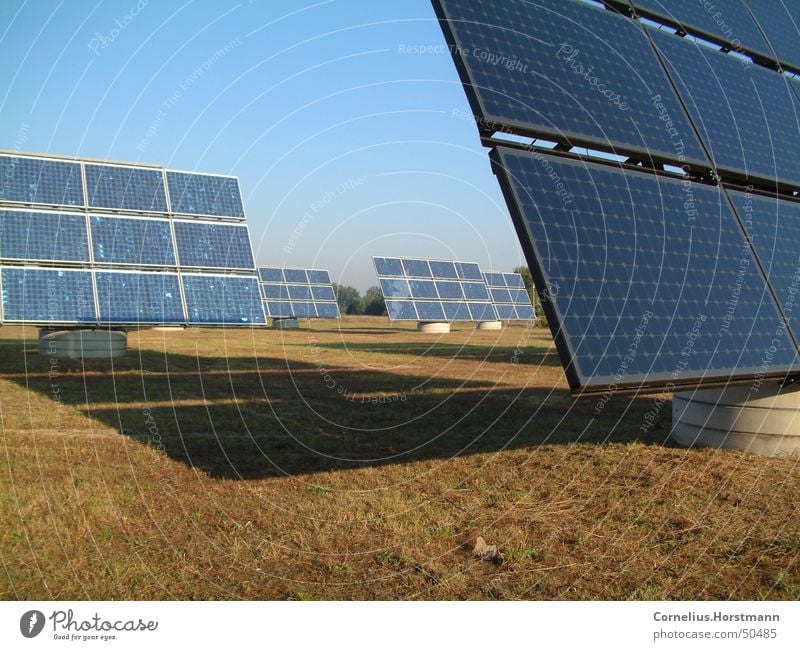 Solar-Field Colour photo Exterior shot Deserted Morning Day Shadow Sunlight Sunbeam Industry Energy industry Technology Renewable energy Solar Power Environment