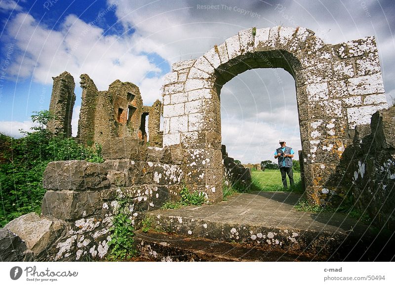 Crom Castle on Lough Erne Northern Ireland Ruin Manmade structures Archway Tourist Wide angle Lake Clouds Park Green Gray Summer River Water Tower castle