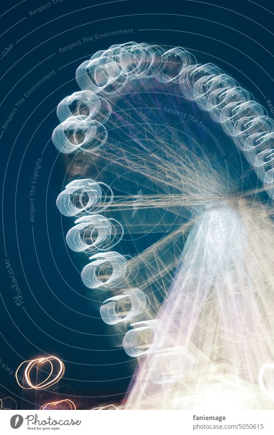 La grande roue la night Marseille Ferris wheel Long exposure Giddy fun holidays Vacation atmosphere blue hour evening mood Atmosphere Wheel circles