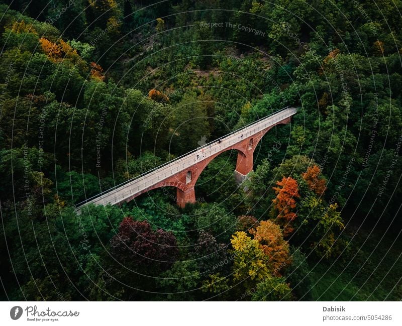 Old railway viaduct in Srebrna gora. Poland landmark near Klodzka aqueduct bridge architecture forest autumn adventure nature srebrna gora brick building