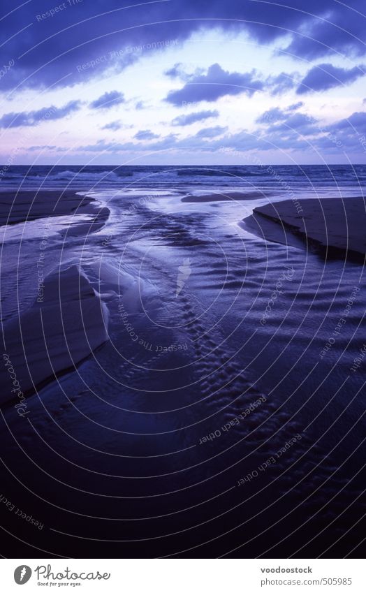 Ocean Horizon and Cloudscape Far-off places Beach Island Waves Water Sky Coast Sand Natural Gloomy Blue Sadness Sunset light wavy naturalistic Scene seascape