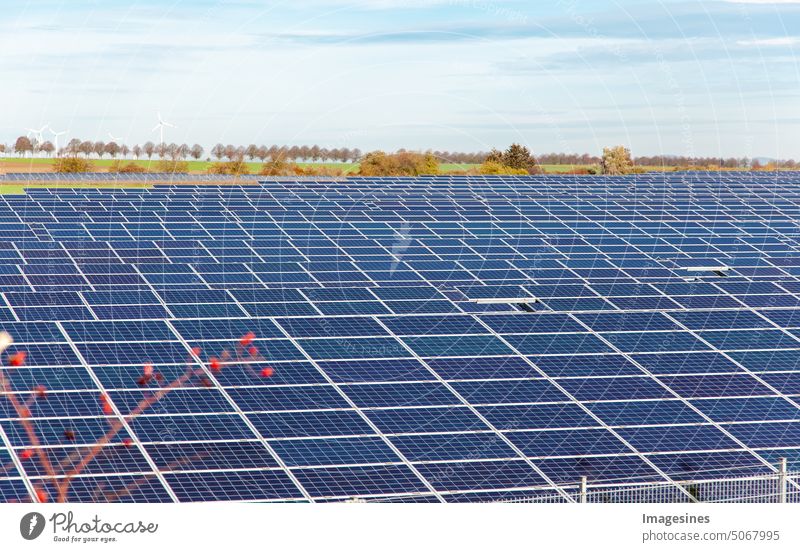 Solar panels in a field. Photovoltaic, alternative source of electricity. Concept of sustainable resources. solar collectors Field photovoltaics power source