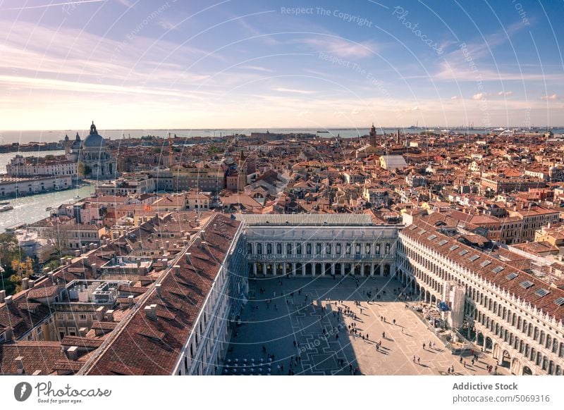 Historic city surrounded with water street historic famous cityscape sunset blue sky cloudy building architecture venice italy st marks basilica doges palace