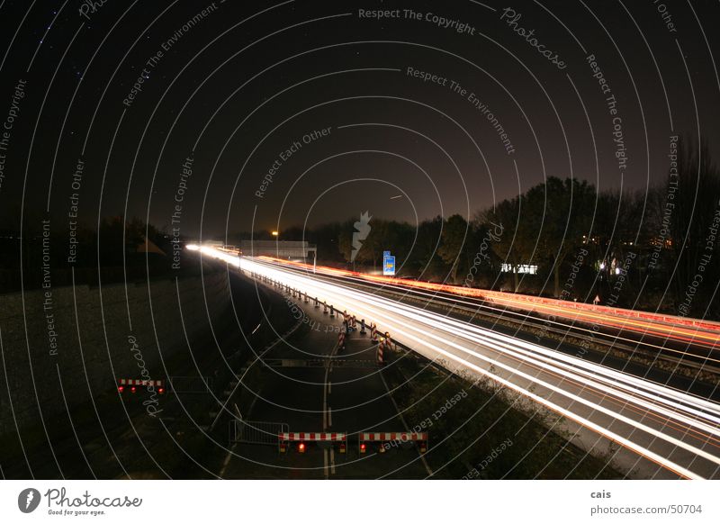 Big car Night Long exposure Construction site Tree Floodlight Street a37 Starry sky Stars