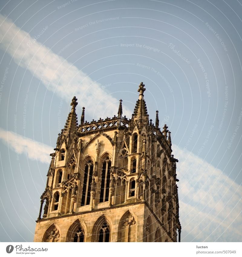 Münster's overwater church in evening light | steeple against sky Trip Sightseeing City trip Religion and faith Sky Sun Sunrise Sunset Sunlight