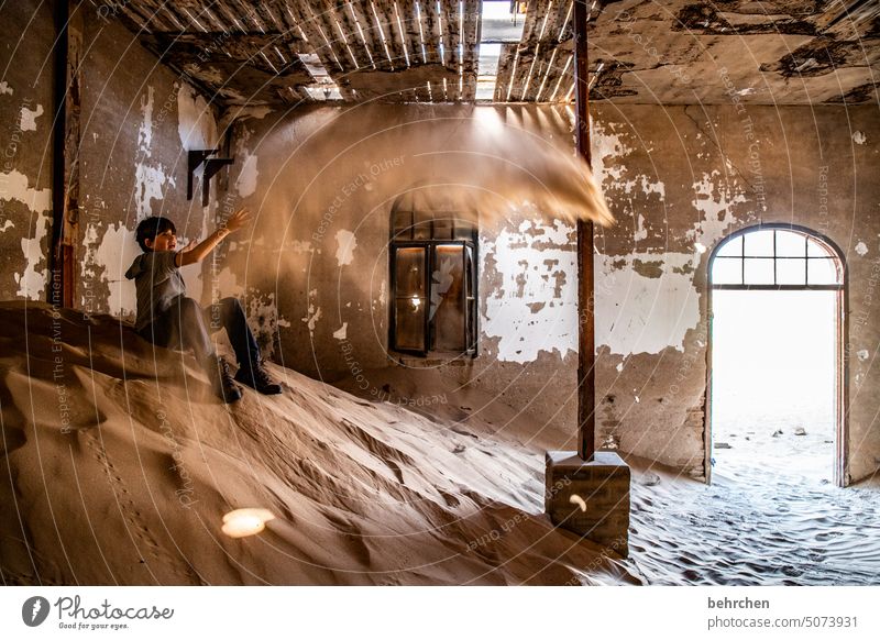 sandstorm Africa Namibia Desert Wanderlust Far-off places Colour photo Adventure Vacation & Travel especially Impressive Drought Dry Climate change Luderitz