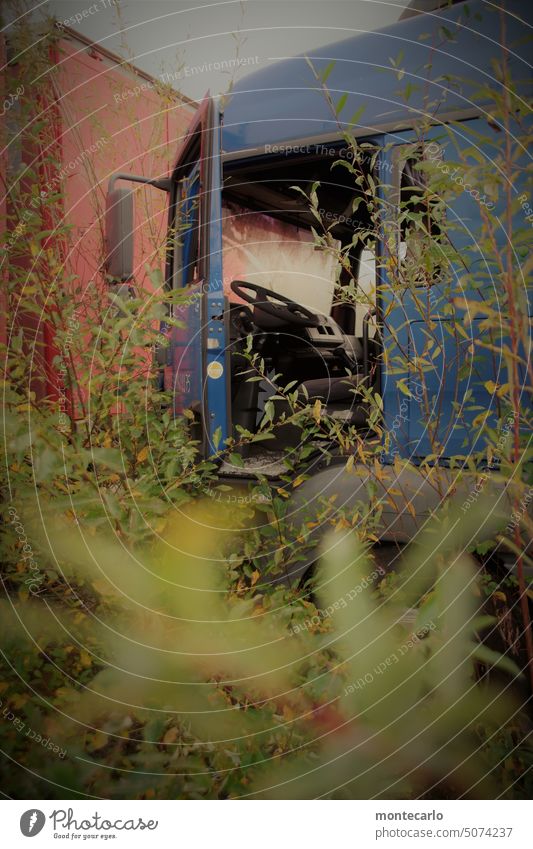 veiled | lost place lorry topic day lost places Old overgrown undergrowth left Driver's cab no tüv traverses obscured used Nature Environment