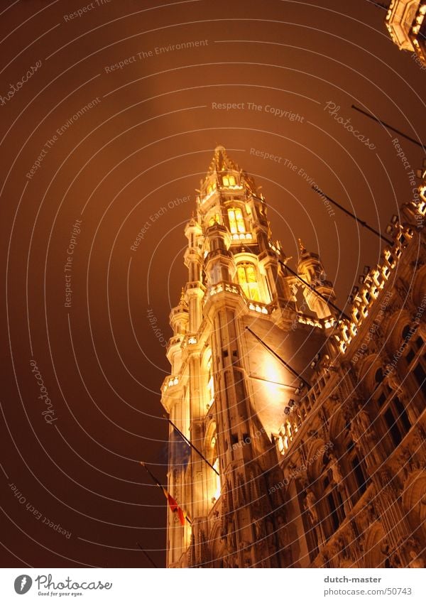 Brussels in the mist Grand Place Fog Night Light Philosopher Paris Trip Lamp Vail Dark Exposure Building Delay Vacation & Travel Belgium Deep Cold Winter Europe